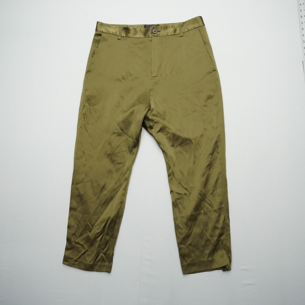 Nili Lotan Womens Silk Satin Pants Size 6 Green Drop Crotch Dressy Trousers
